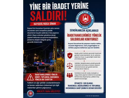 Şiddetin hiçbir türünü kabul etmiyor, ibadethanelerimize uzanan her eli en güçlü şekilde lanetliyoruz.