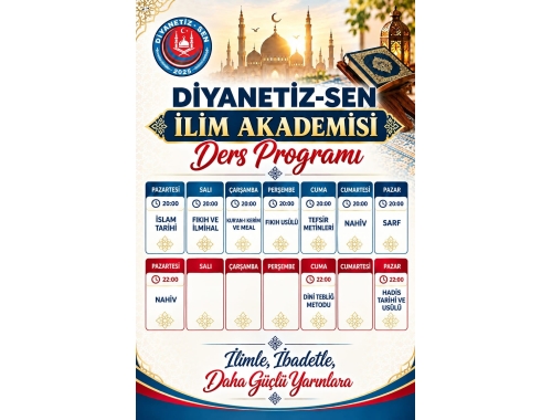 Diyanetiz-Sen İlim Akademisi Ders Programı Başlıyor