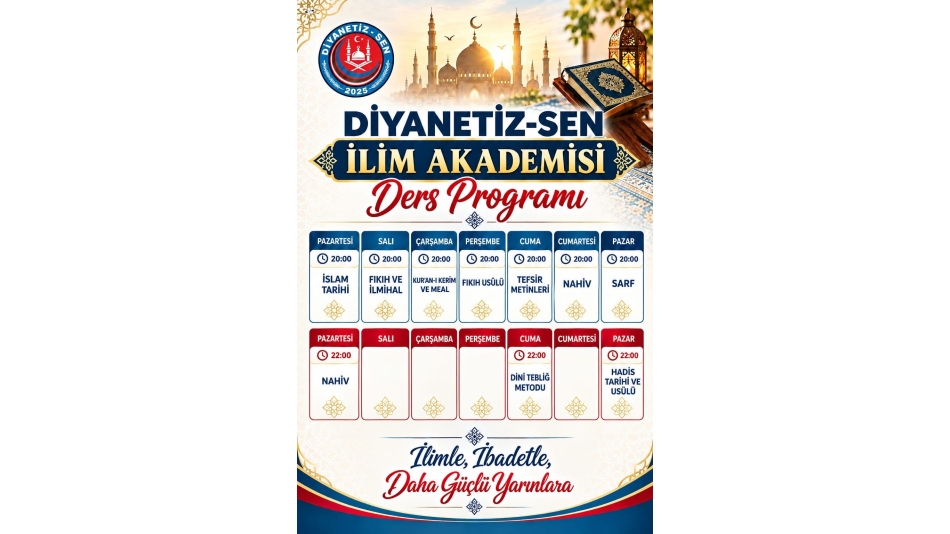 Diyanetiz-Sen İlim Akademisi Ders Programı Başlıyor